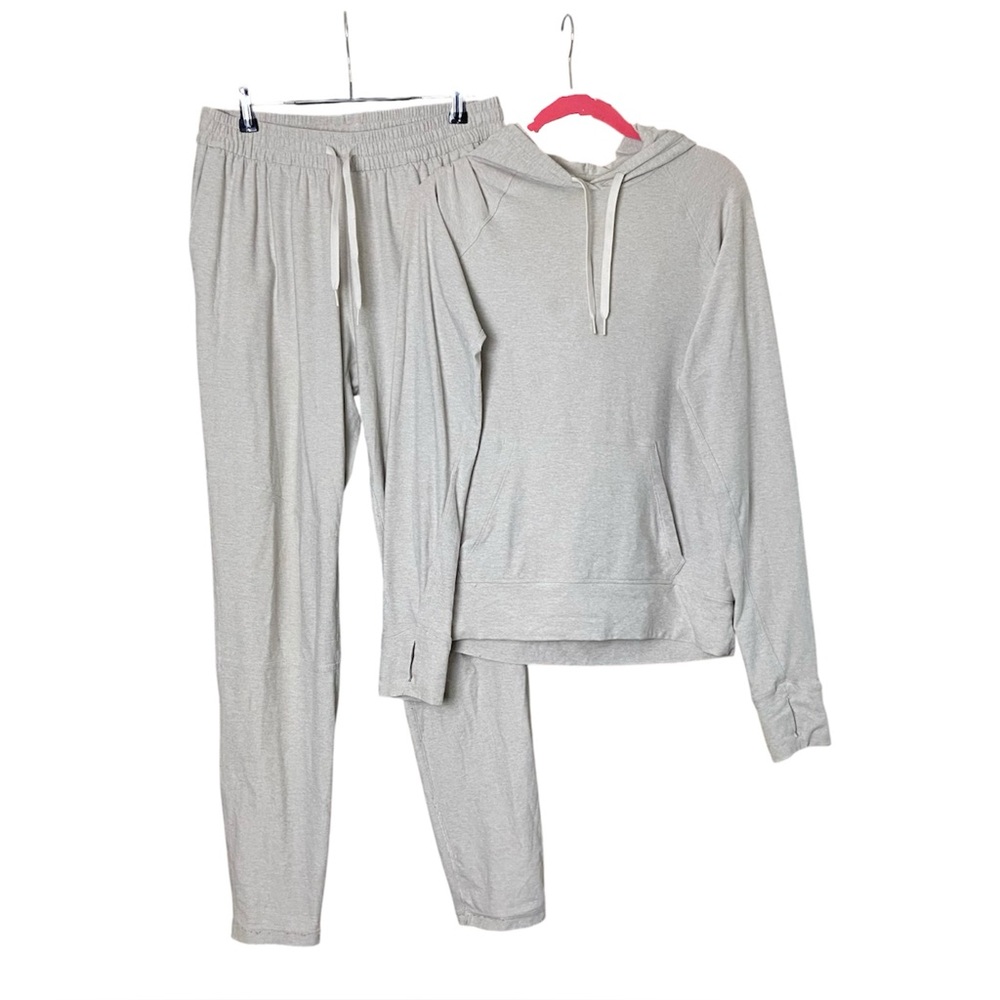 Outdoor Voices CloudKnit Hoodie Sweatpants Set Beige Tan Medium Athleisure